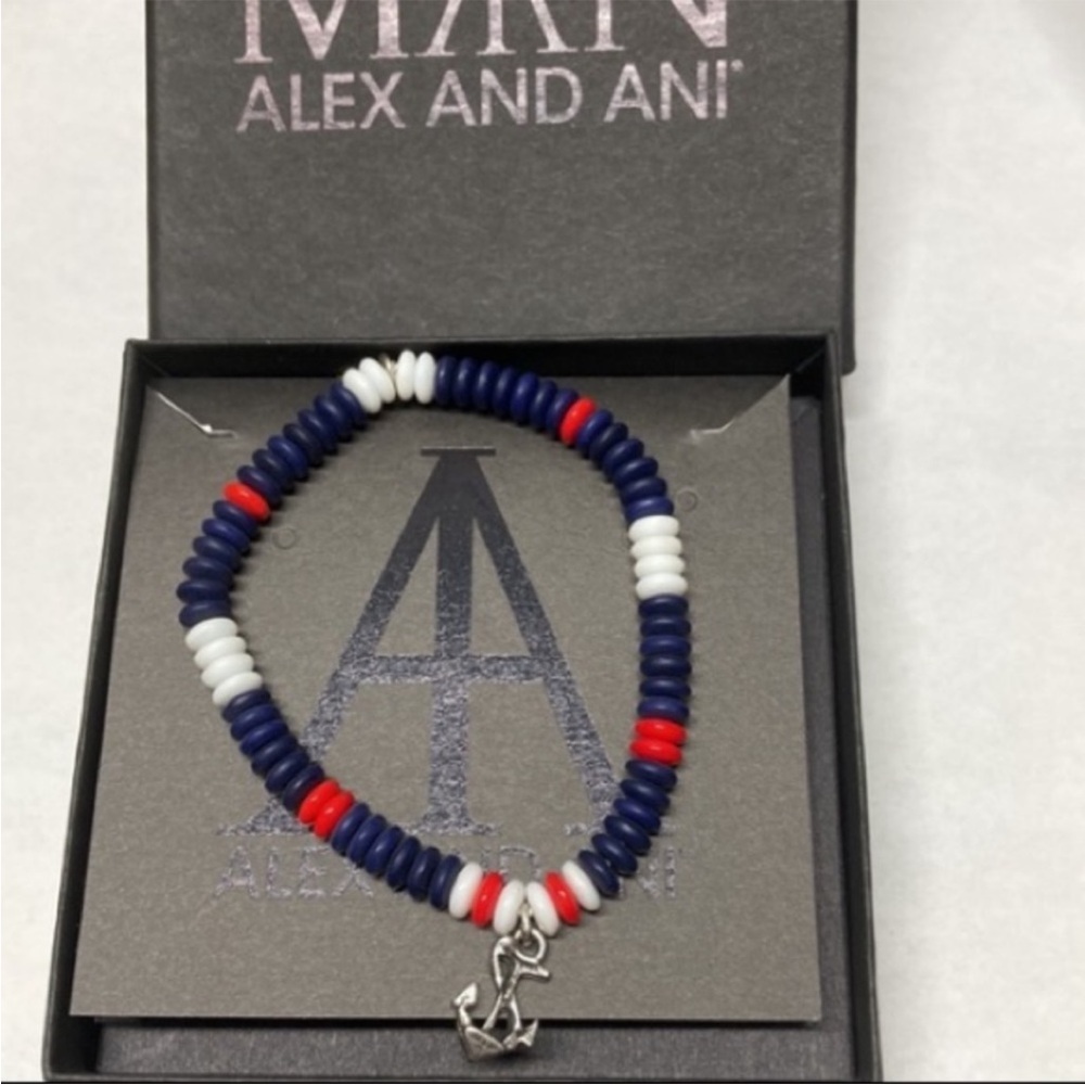 Alex and Ani Tricolor Beaded Bracelet with Anchor Charm
